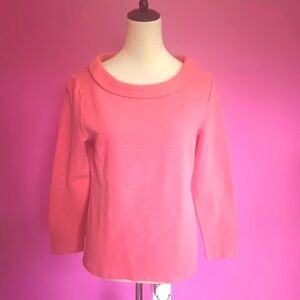 Talbot's Ladies Pink Cotton Portrait Collared Sweater (Size Medium)